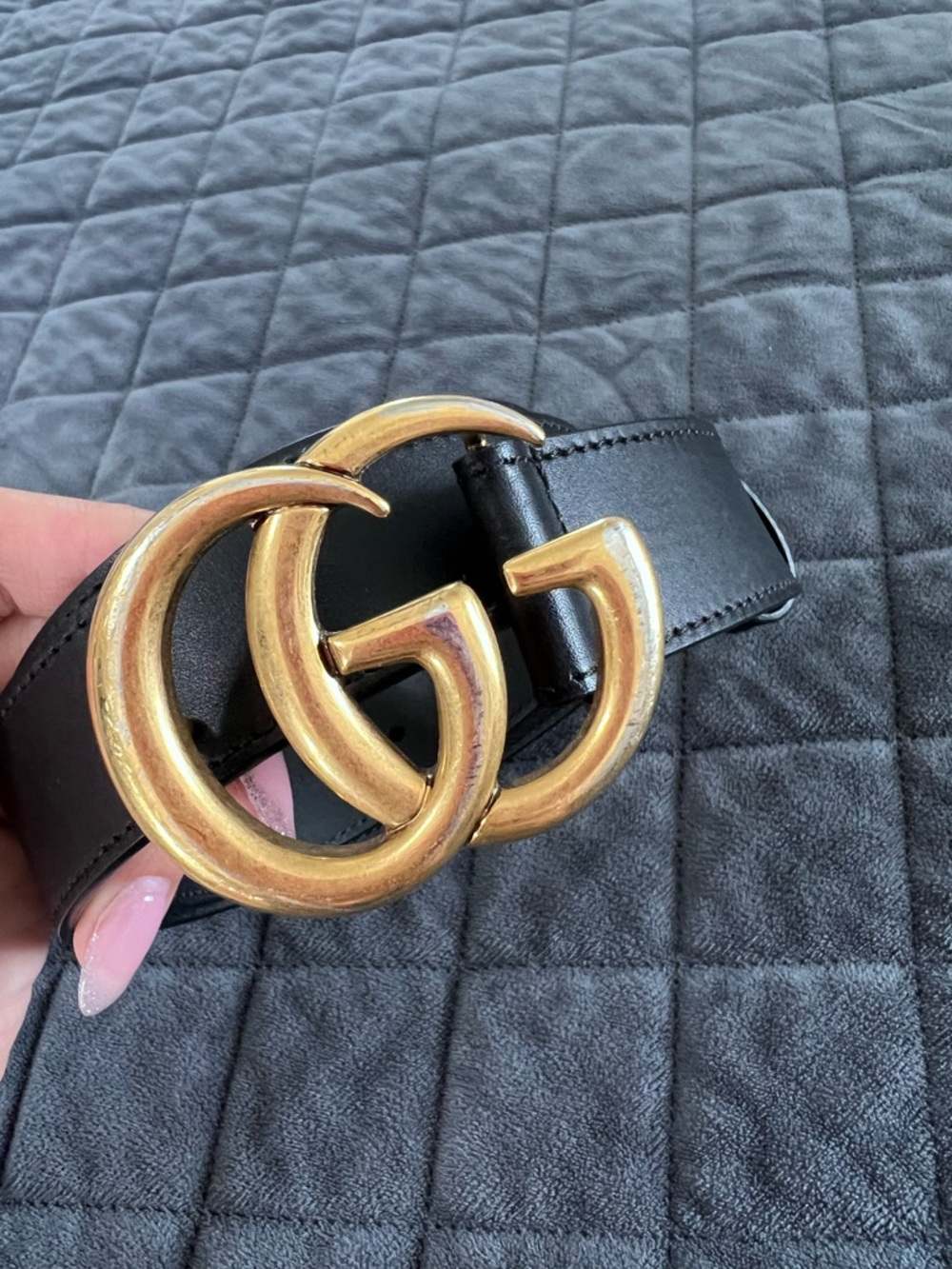 Gucci GG monogram belt black gold 32” - 36” small medium - Picture 2 of 9